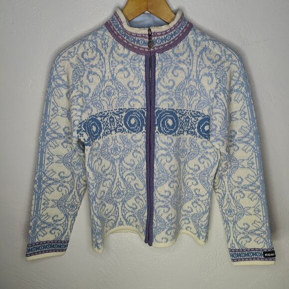 Icewear Wool Knit Paisley Swirl Print Full Zip Sweater - Picture 2 of 11